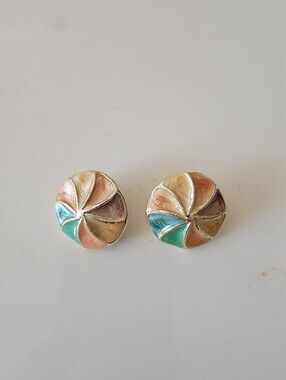 Vintage Enamel Pierced Earrings